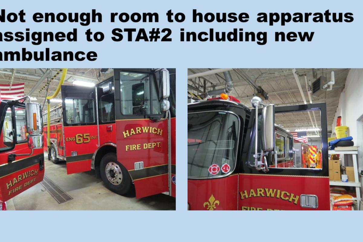 Not enough room to house apparatus assigned to STA #2 including new ambulance
