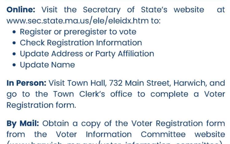 Information on registering to vote